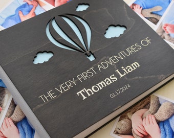 Hot Airballoon Baby Boy First Photo Album Light Blue