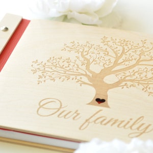 personalized wood photo album / family album / wedding album/ baby album / engraved / Photo Guest Book / Photo album image 2