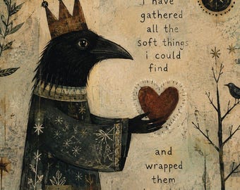 Crow Lovers Card Set of 12 cards  (5x7) Original Designs - Blank Inside