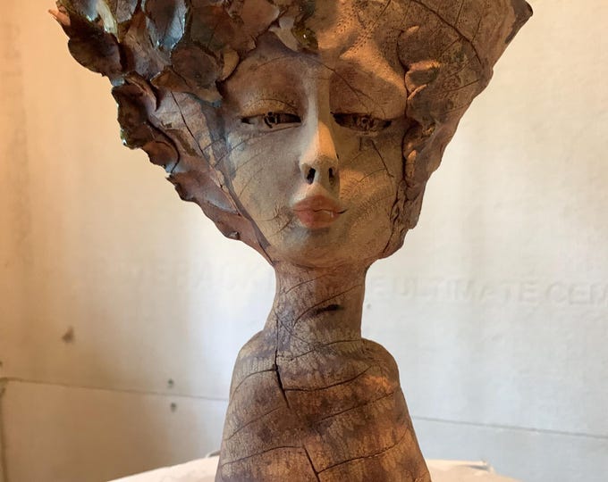 Ceramic Woman Planter Earth Tones Handbuilt Face Pot With Drainage ceramic-woman-planter-earth-tones-handbuilt-face-pot-with-drainage