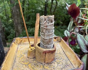 Handbuilt Ceramic Smudge Holder – Sage, Palo Santo, Incense Ash Catcher