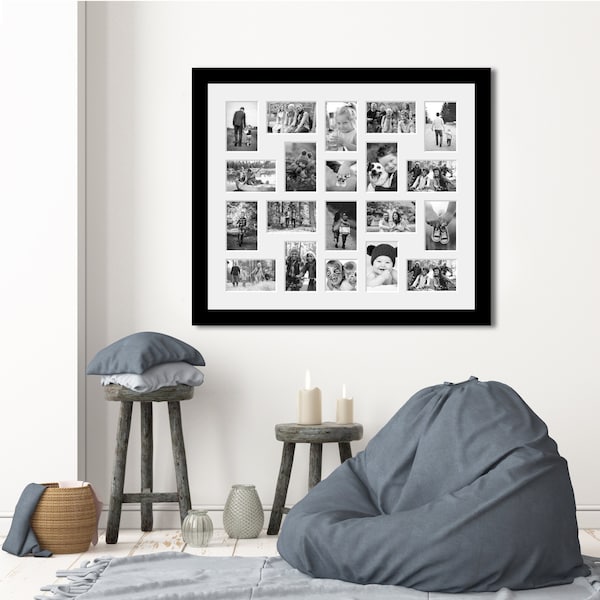 Large Multi Photo Picture Collage Frame | Holds 20 Photos | Option to have your photos Printed & Framed | Framed Photo Collage Option