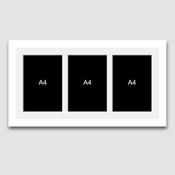 Multi Photo Frame to hold 3 A4 certificates/photos in a 22mm White Frame