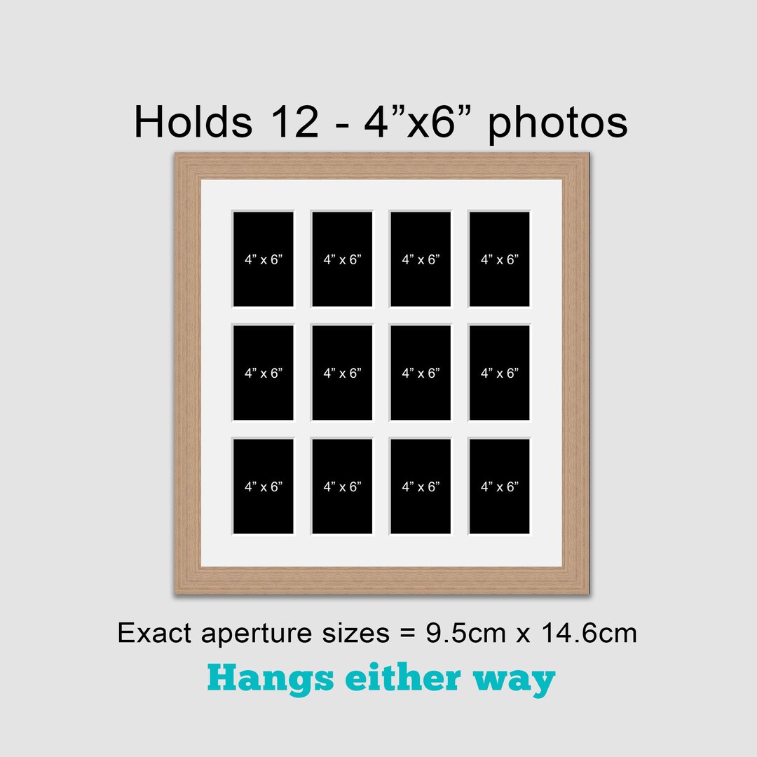 4 X 6 Multi Photo Picture Frame Holds 12 6x4 Photos 30mm Oak Veneer Frame Etsy UK