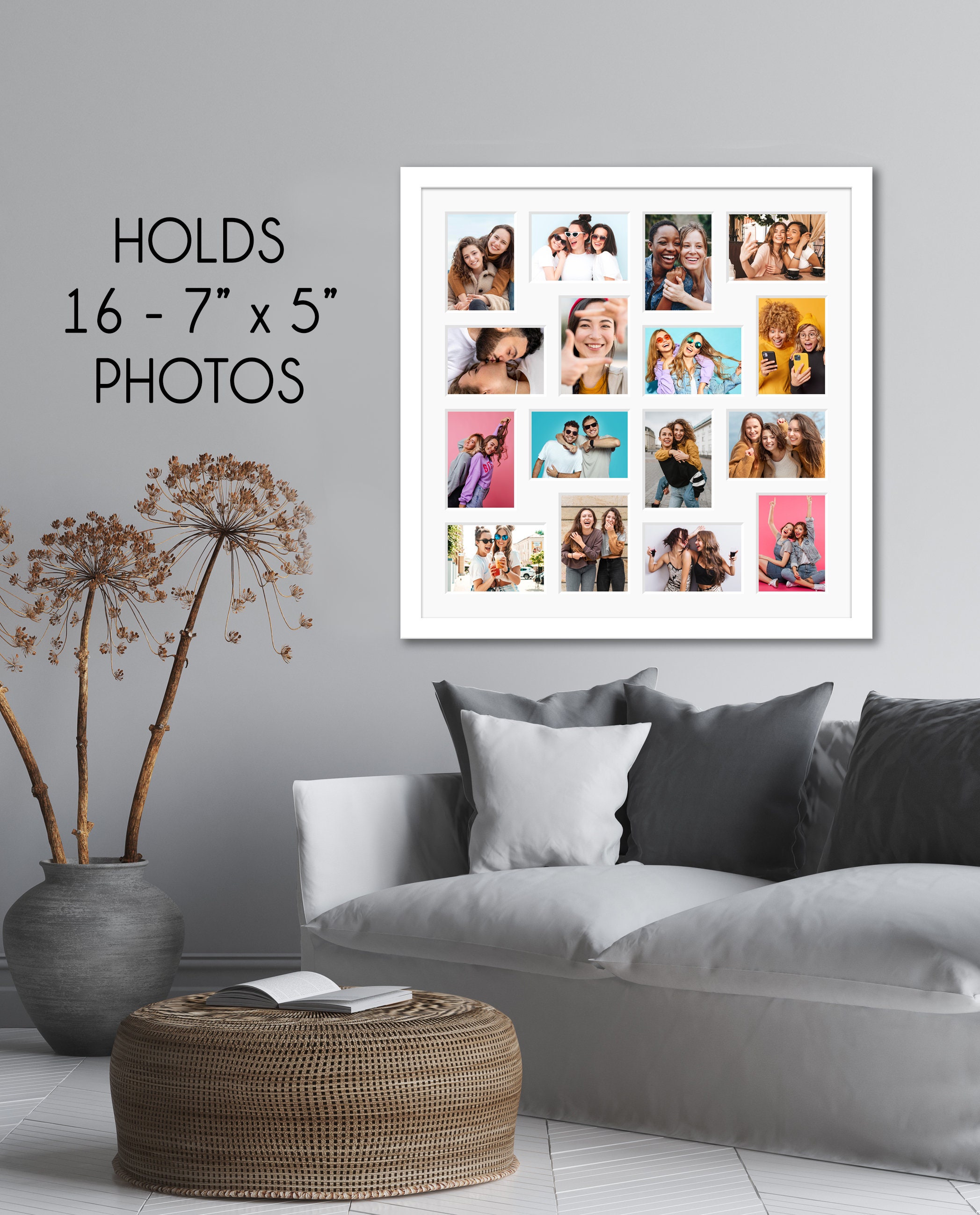 Multi Aperture Photo Frame | White Wood | Holds 16 7x5 Photos - Etsy