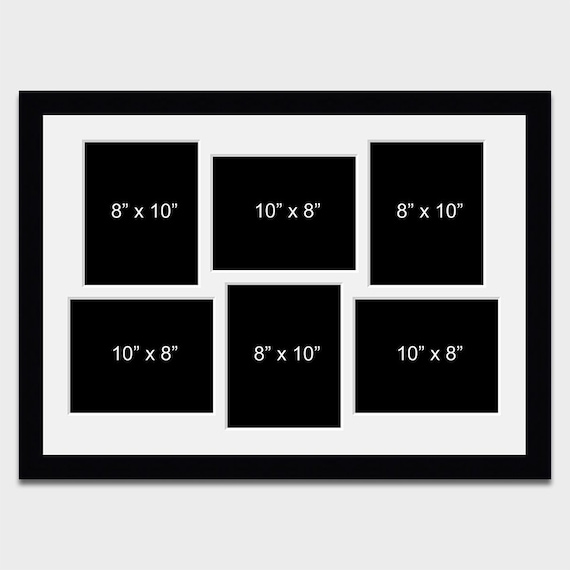 Large Multi Photo Picture Frame Holds 6 8x10 Photos in a 33mm Black Wood  Frame 