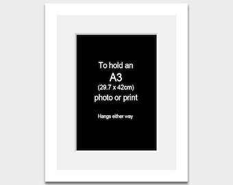 Frame with a mount to hold A3 size print or photo |  22mm White Wood Frame
