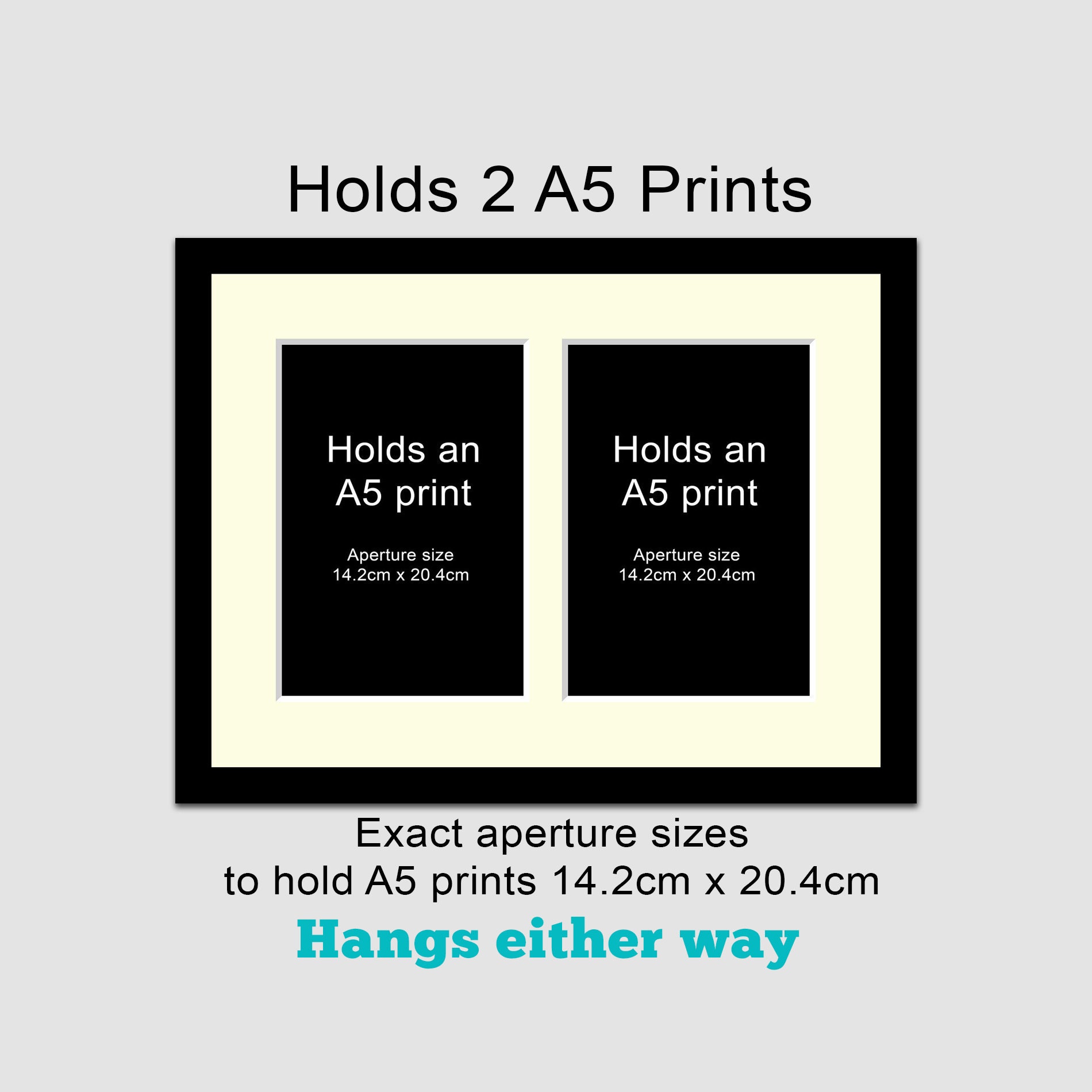 A5 Picture Frame for 2 Photos in a Black Wooden Frame Etsy UK