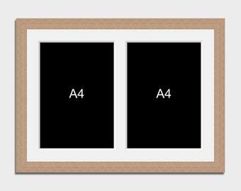 Multi photo picture frame to hold 2 A4 certificates | 20mm Oak Veneer Frame