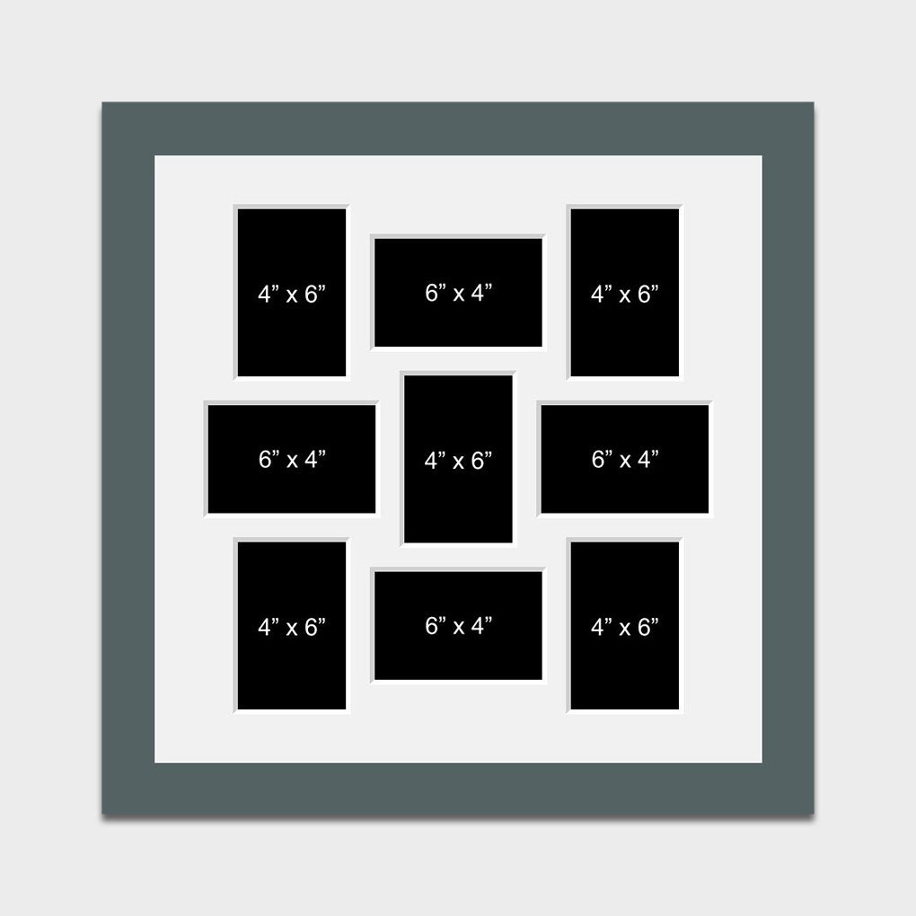 Multi Photo Picture Frame | Holds 9 6x4 Photos in a 40mm Dark Grey