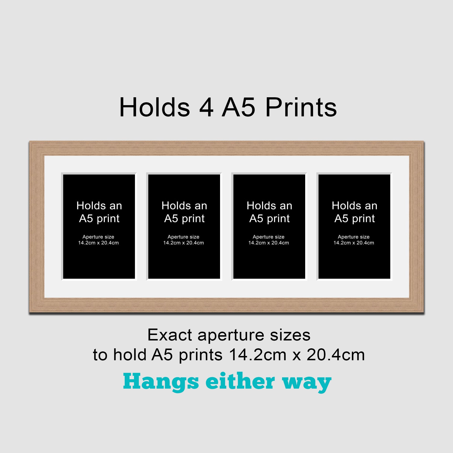 A5 Picture Frame to hold 4 photos in an Oak Veneer Wooden Etsy