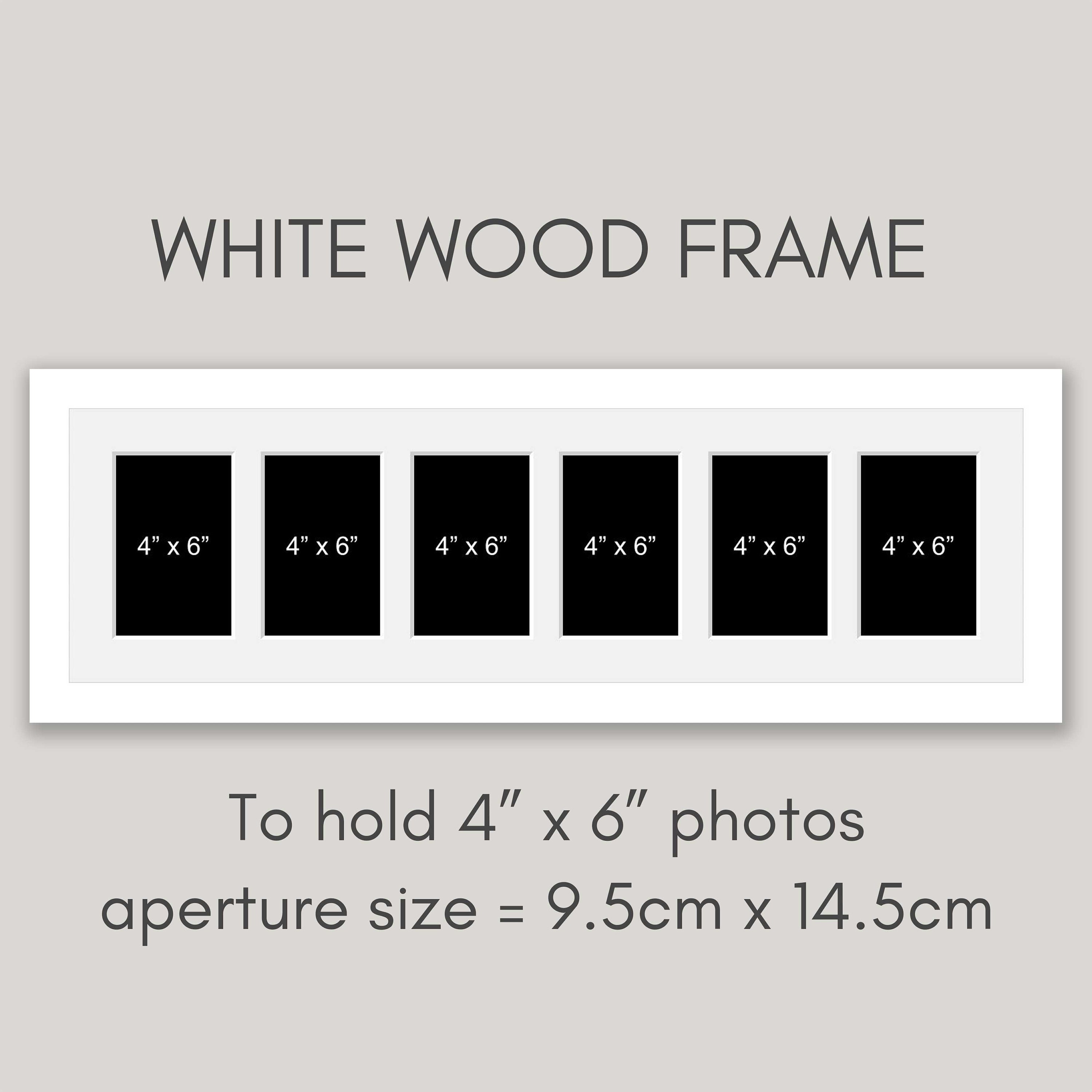 Multi Photo Picture Frame Holds 6 6x4 Photos in a 22mm White Wood