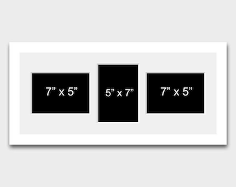 Multi Photo Picture Frame | White Wood, Holds Three 5x7 Photos