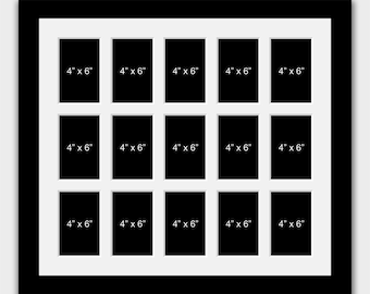Large Multi Photo Picture Frame | Black Wood, 15 4x6 Photos