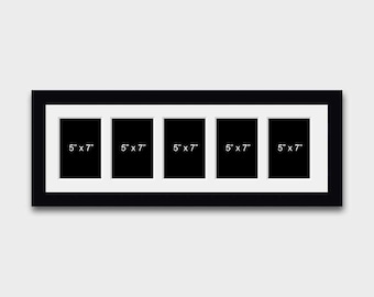 Multi Photo Frame | Holds 5 7"x5" Photos in a 22mm Black Wood Frame