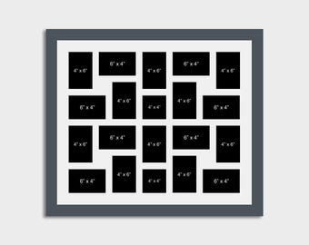 Large Multi-Photo Picture Collage Frame | Holds 20 6" x 4" Photos | Grey Frame