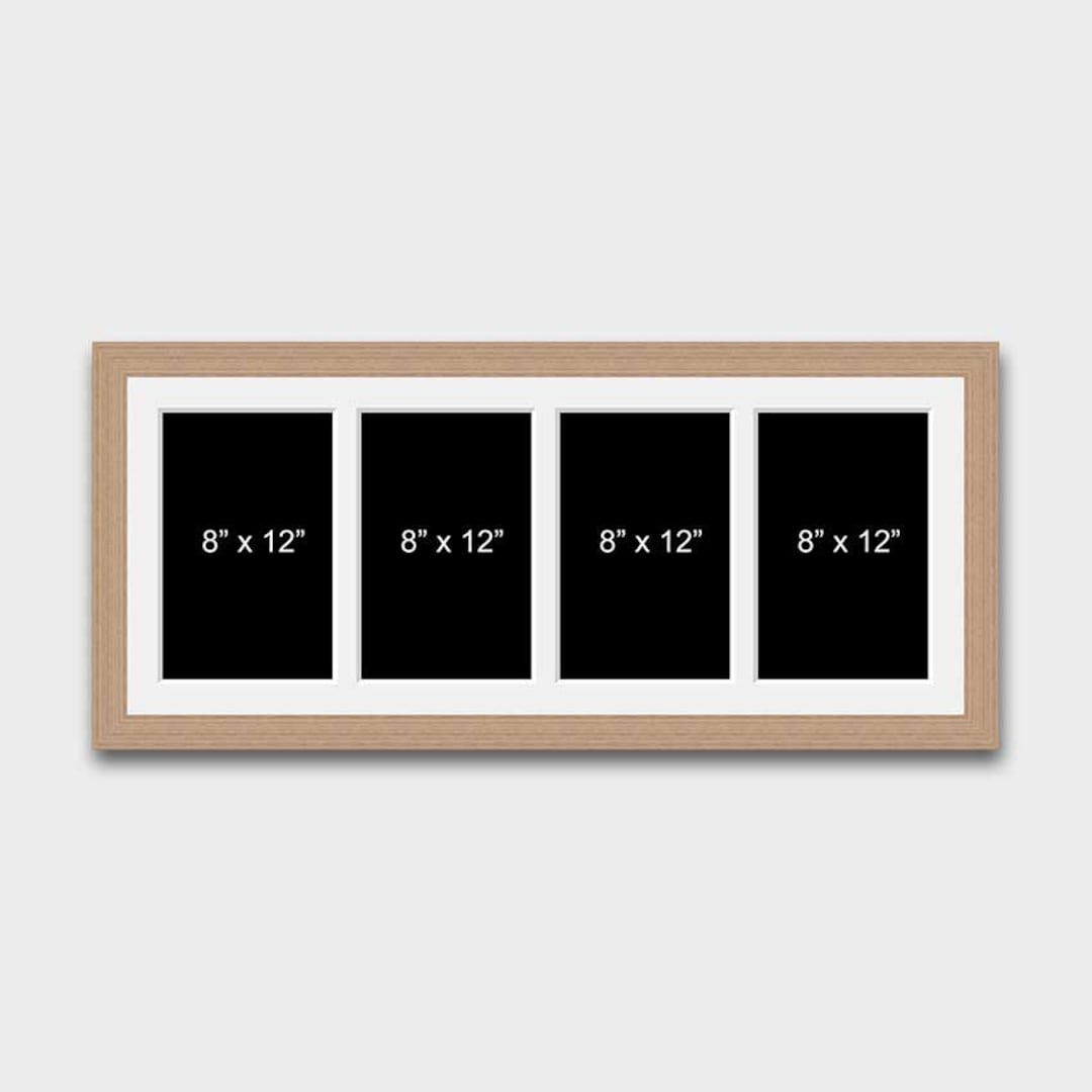 Multi Photo Picture Frame | 4 Apertures 8x12 Photos 30mm Wide Oak