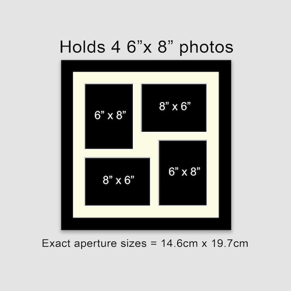 8 X 6 Multi Photo Frame Holds 4 6x8 Photos in a Black Wood Frame