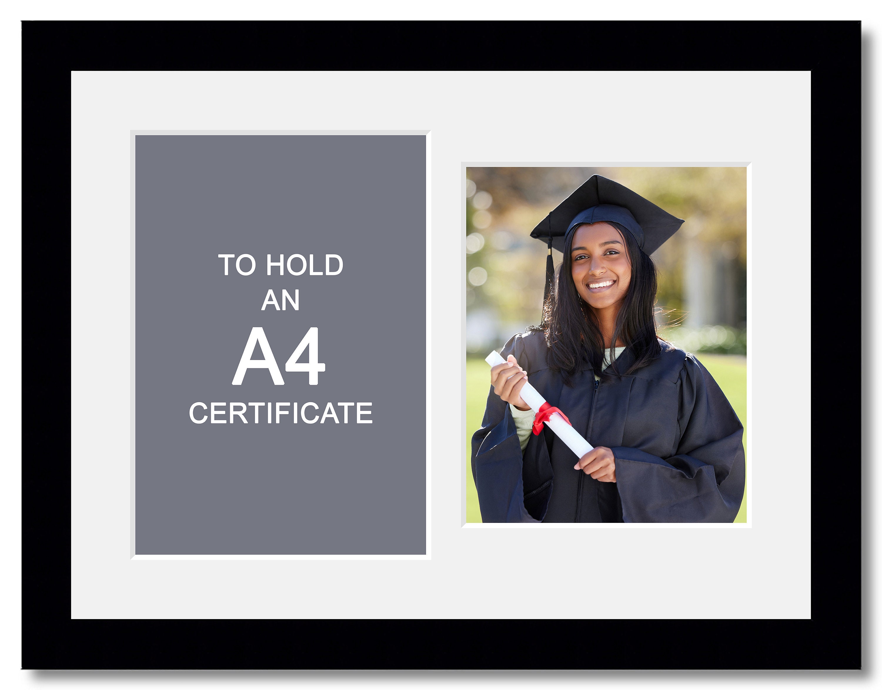 Graduation Photo Frame – Black Wood, A4 Certificate & 8x10 Photo - Etsy UK