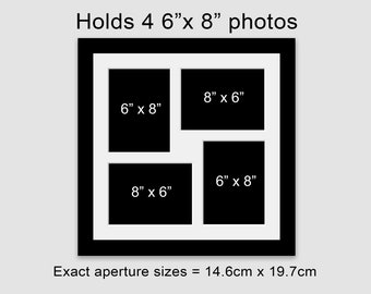 Black Wood Multi Photo Frame | Holds Four 6x8 Photos