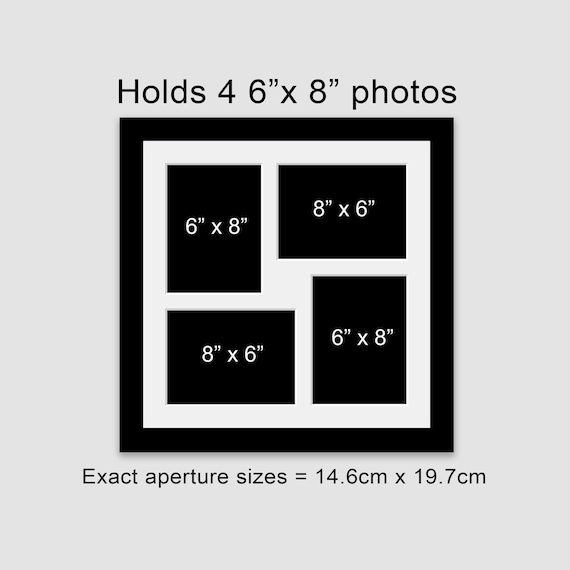 8 X 6 Multi Photo Frame Holds 4 6x8 Photos in a Black Wood Frame 