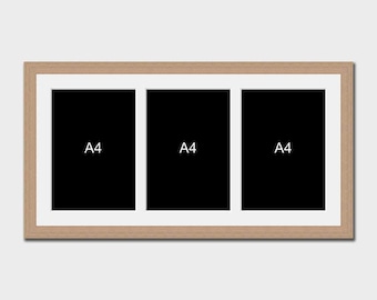 Multi Photo Frame for 3 A4 certificates/Photos in an Oak Veneer Frame