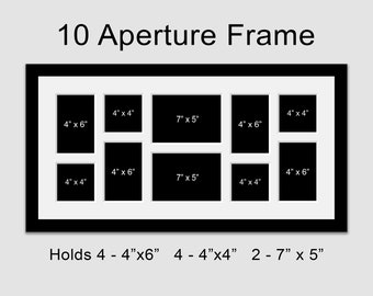 Large Multi Photo Picture Frame | Holds 10 photos in a Black Wooden Frame