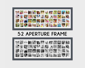 Large Multi-Photo Frame | Holds 52 4x4 Photos | Grey Frame