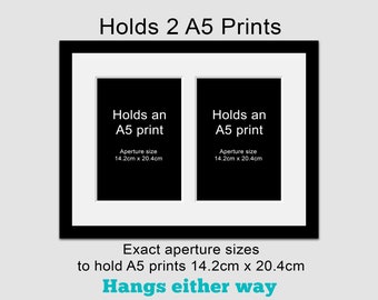Multi Photo Picture Frame | Holds 2 A5 Prints or Photos in a 22mm Black Frame