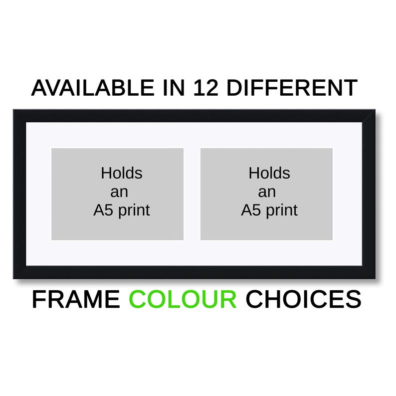 A5 Double Photo Frame – White Mount, Acrylic Glazing, 12 Colors - Etsy UK