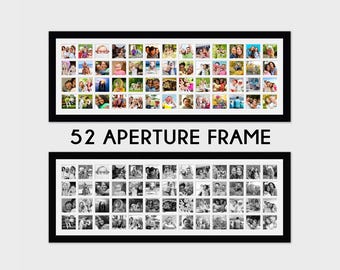 Extra Large Multi Photo Frame | Holds 52 Square 4x4 Photos | Black Frame