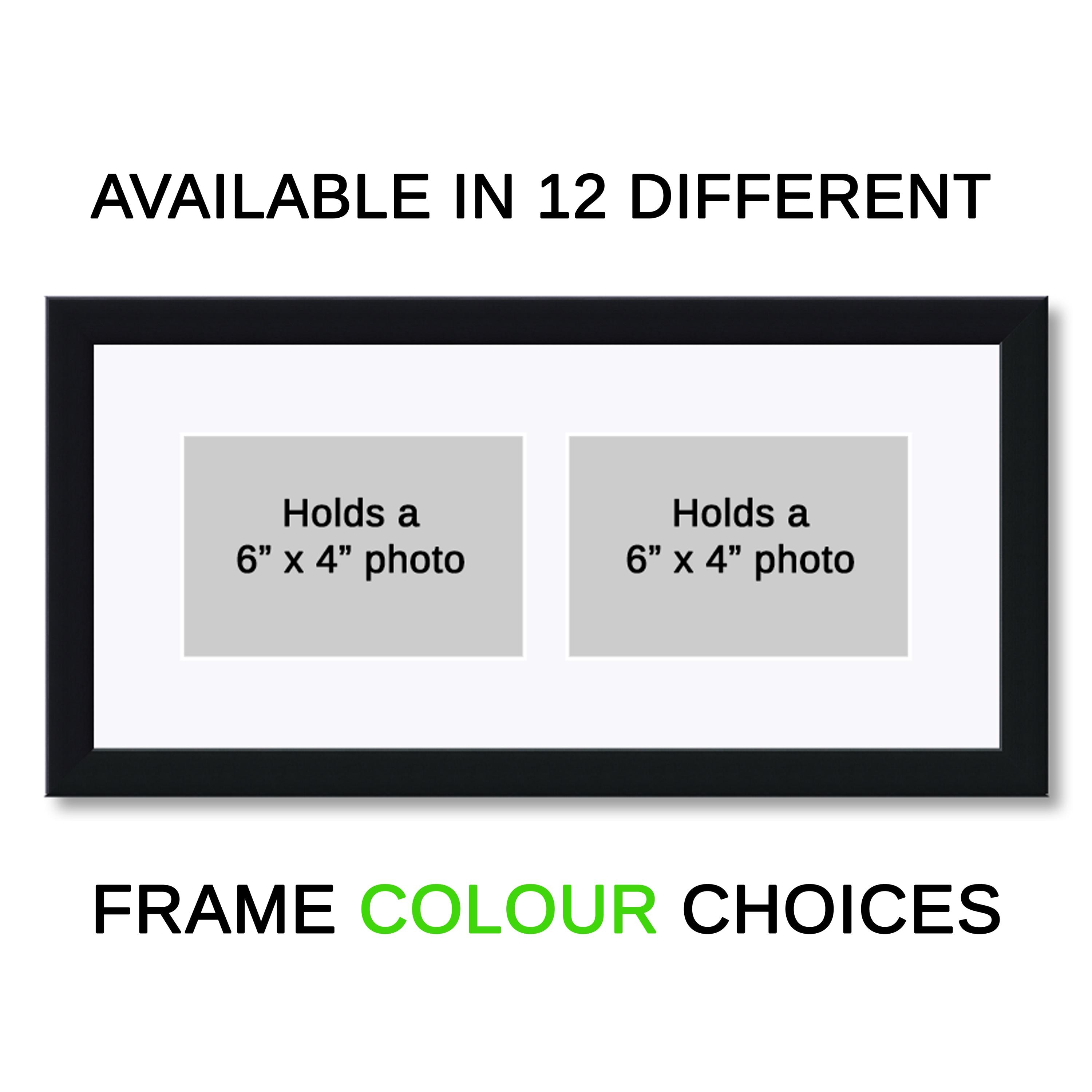 Double Photo Frame – Holds Two 6x4 Photos, Bevel Mount, 12 Colour