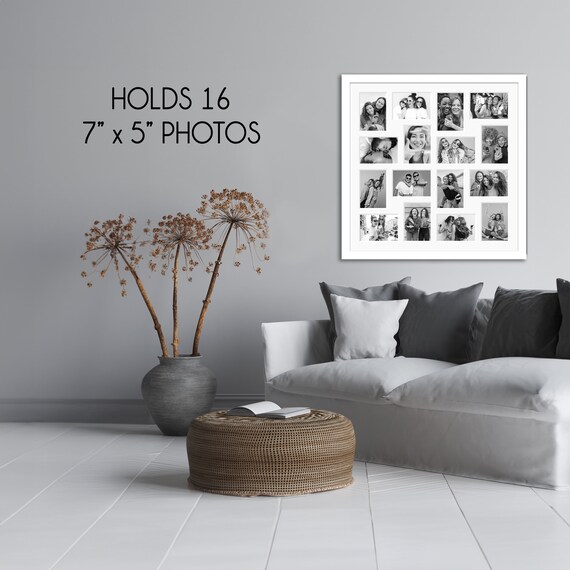 Multi Photo Frame | White Wood, 16 7x5 Photos - Etsy