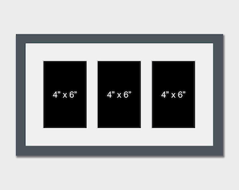 Multi Photo Picture Frame | Holds 3 4" x 6" Photos in a 29mm Grey Wooden Frame
