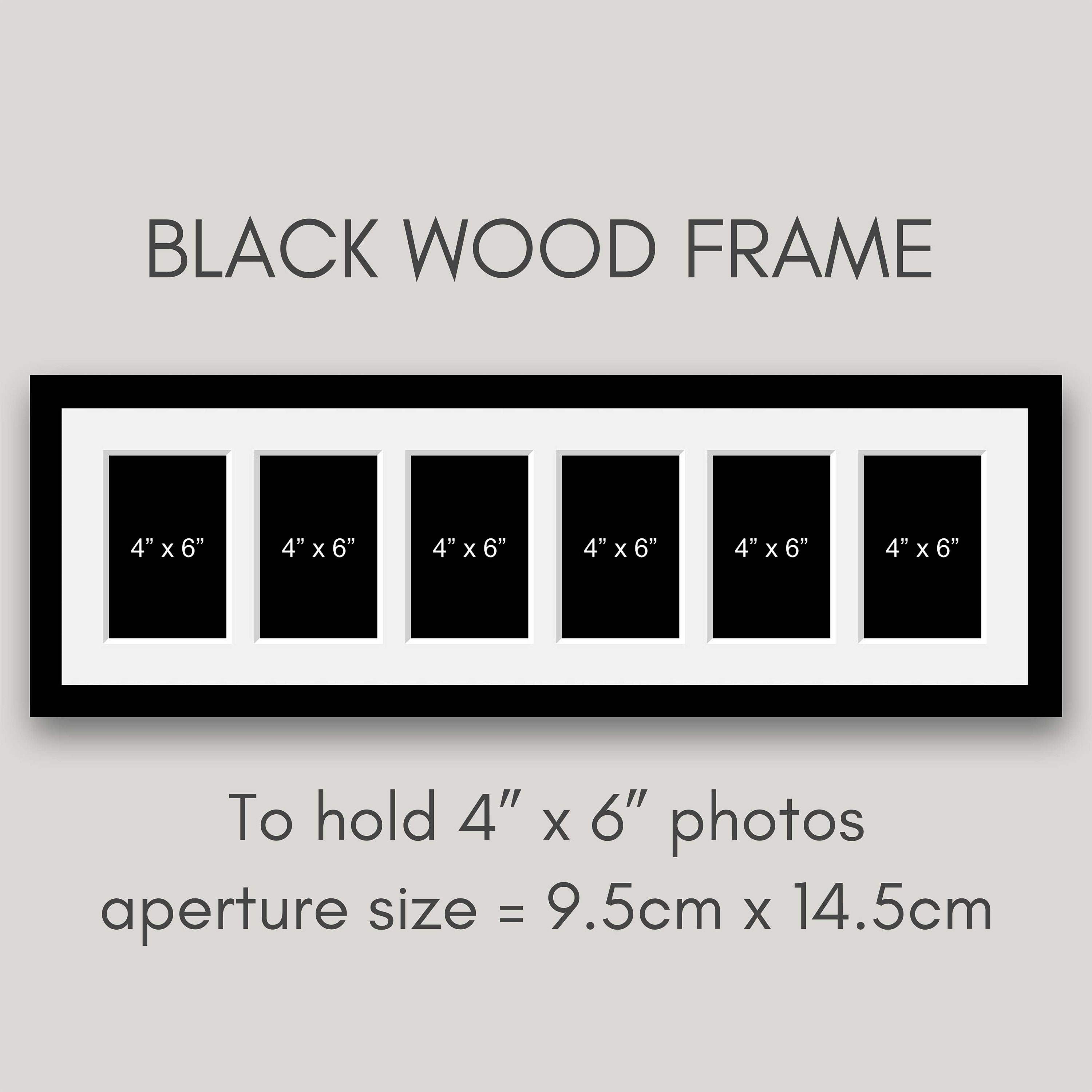 Multi Photo Picture Frame Holds 6 6x4 Photos in a Black Wood Frame