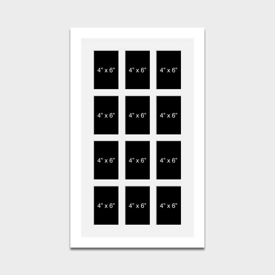 Large Multi Photo Picture Frame Holds 12 4 X 6 Photos in a 33mm White