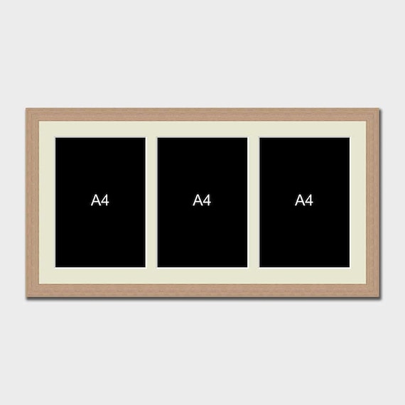 A4 Picture Frame to Hold 3 Photos in an Oak Veneer Wooden Frame - Etsy