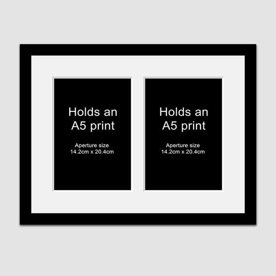 A5 Picture Frame for 2 photos in a Black Wooden Frame