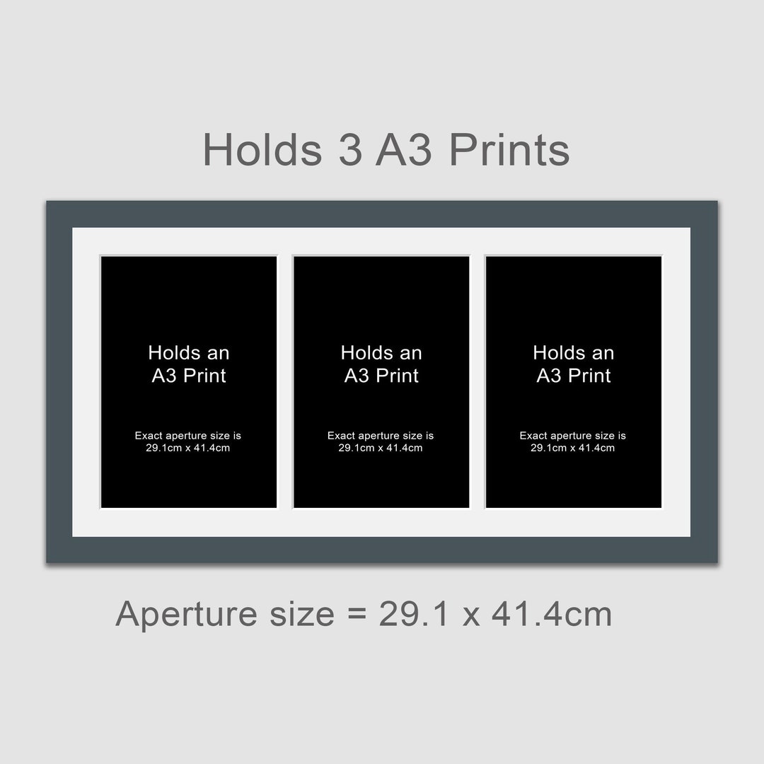 A3 Picture Frame for 3 Photos in a Grey Wooden Frame Etsy UK