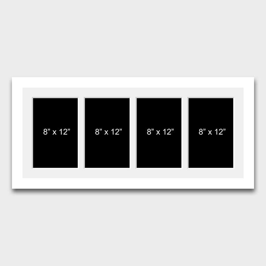 Multi Photo Picture Frame 4 Apertures 12x8 Photos in a 33mm White Wood Frame  