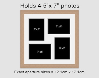 Oak Veneer Multi Photo Frame | Holds Four 5x7 Photos