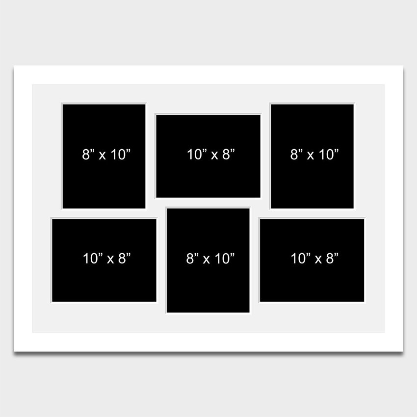 Large Multi Photo Picture Frame | 6 Apertures for 8x10 Photos in a