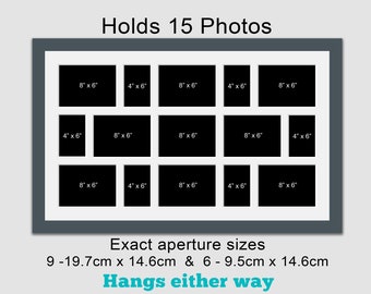 Extra Large Collage Picture Frame | Dark Grey, Holds 15 Photos