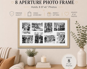 Oak Veneer Multi Photo Frame | Holds Eight 8x6 Photos - Etsy