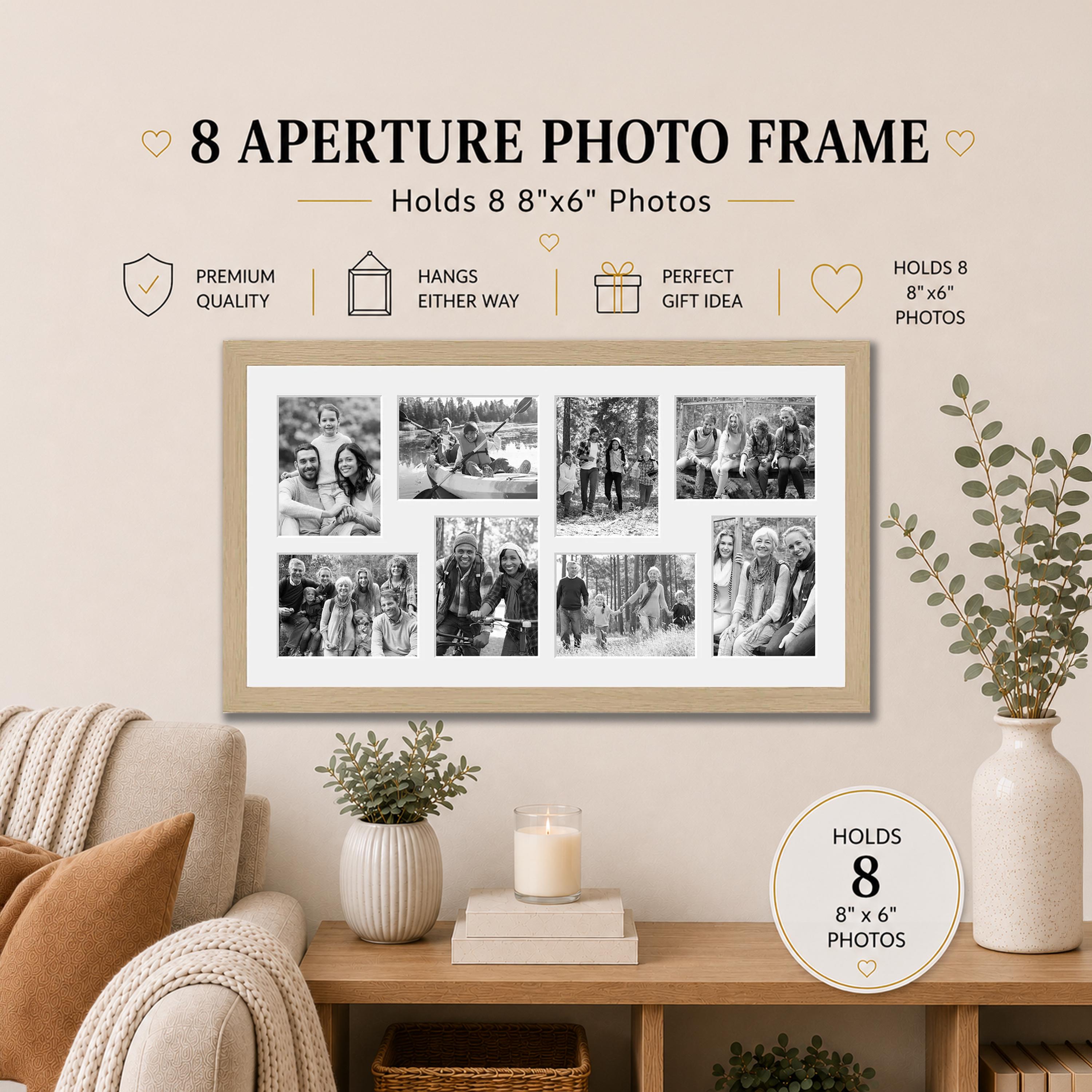 Oak Veneer Multi Photo Frame | Holds Eight 8x6 Photos - Etsy