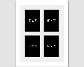 Multi Photo Picture Frame | 4 Apertures 5" x 7" Photos in a 22mm White Wood Frame