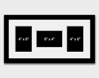 Multi Photo Picture Frame | Holds 3 4" x 6" Mixed Photos in a 22mm Black Frame