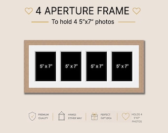 Multi Photo Picture Frame | Holds 4 7"x5" Photos in a 20mm Wide Oak Veneer Frame