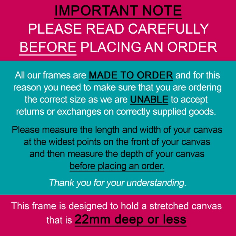 Canvas Floating Frames 22mm Deep up to XL sizes Floater frames for Canvas Pictures Canvas Tray Frames in Black Wood image 5