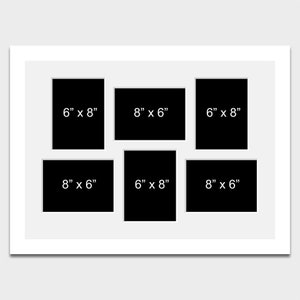 Large Multi Photo Picture Frame 6 Apertures 8x6 Photos in a 33mm Black Frame  